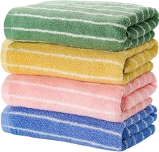 Hand Towels for Bathroom,100% Cotton Striped Pattern Soft Absorbent Towel Set fo