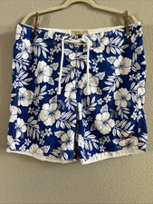 Hollister Shorts Mens X Large Blue Hawaiian Floral Board Shorts Drawstring Surf