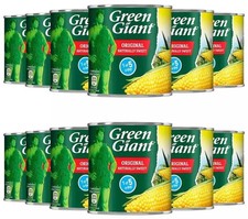 Green Giant Original Sweetcorn Naturally Sweet Corn Brine Tin Cans Pack 12x340g 4.48 per kilo