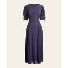 J.Crew Drapey Button Up Midi Dress Navy Size 4 Victorian Cottagecore