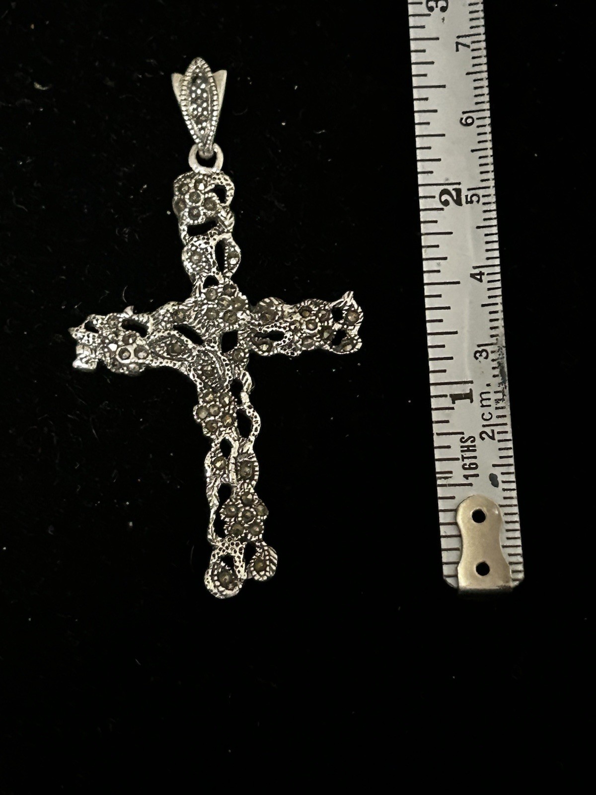 Brutalist Sterling Silver Large Cross Pendant - image 1