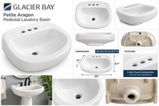 Home Glacier Bay Petite Aragon Pedestal Bathroom Sink White 3-Hole 20 x 17 in