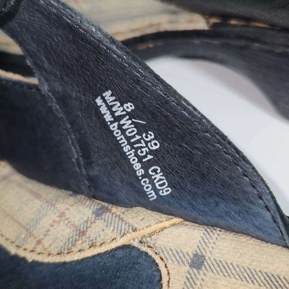 Zuecos cómodos Born Della de cuero a cuadros mulas bohemio hippie boho Y2K talla 8 Foto 4 de 4