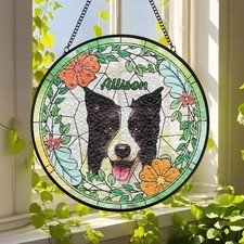 Custom Pet Portrait Stained Glass Suncatcher-Dog SunCatcher Memorial,Home Decor