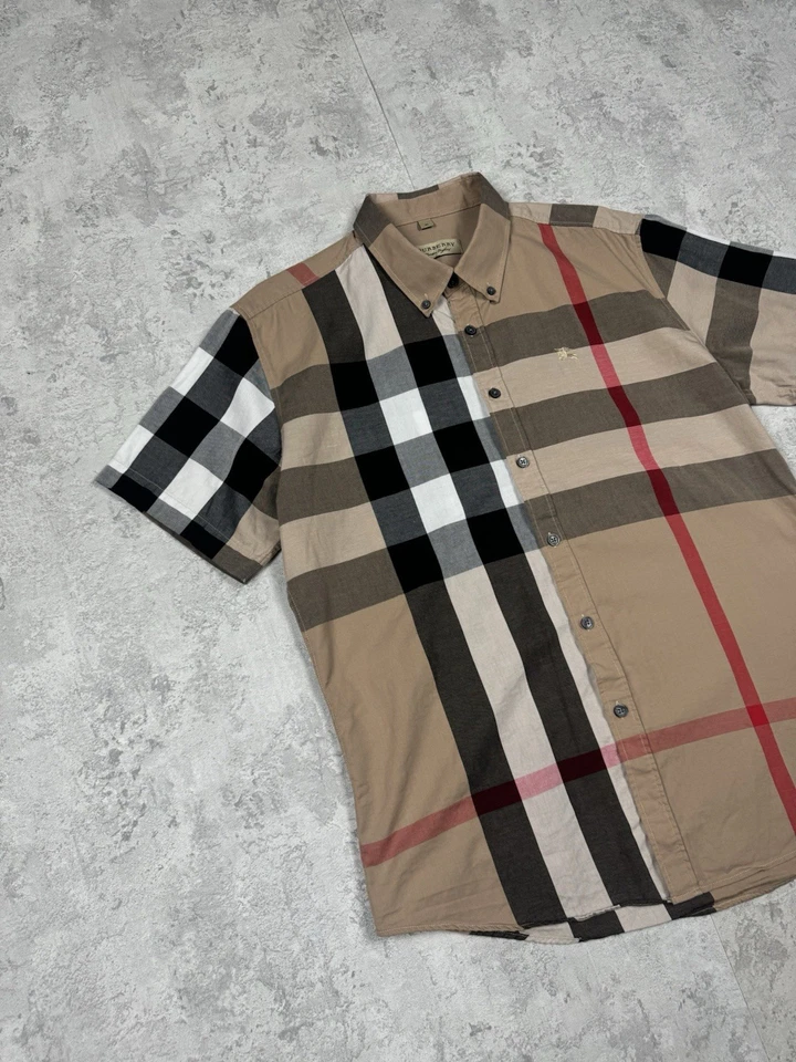 Camisa Burberry Nova a Cuadros Abotonada Manga Corta Talla XL Foto 2 de 4