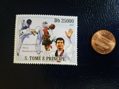Guillermo Perez Mexico Star Taekwondo 2009 Olympics S. Tome E Principe STAMP WOW