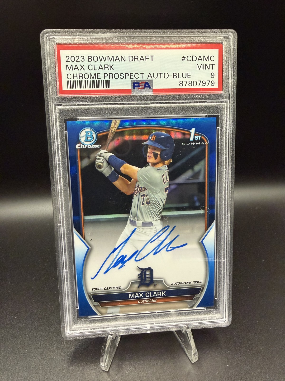 Max Clark 1st Bowman Chrome Blue Refractor Auto /150 2023 PSA 9