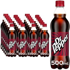 Image of Dr Pepper Soft Drink 500m, Pack of 24 - Refreshing Fizzy Beverage