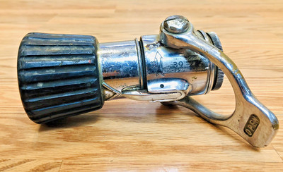 Elkhart Brass Mfg Co Fire Hose Fog Nozzle 39-22 w/ Handle FDNY Firefighting Vtg