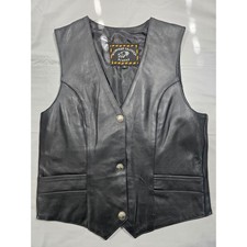 Milwaukee Leather Mens Black Biker Vest Genuine Leather 3 Button Motorcycle