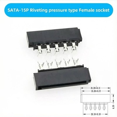 10pcs SATA 15P female socket Riveting pressure type