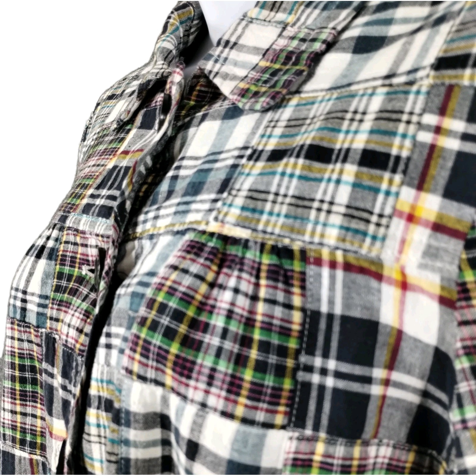 Jacket Size S Madras Patchwork Lined Button Up Li… - image 4