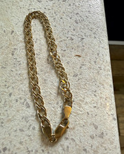 Gold double Curb Bracelet, Lobster Clasp Closure, No Stone