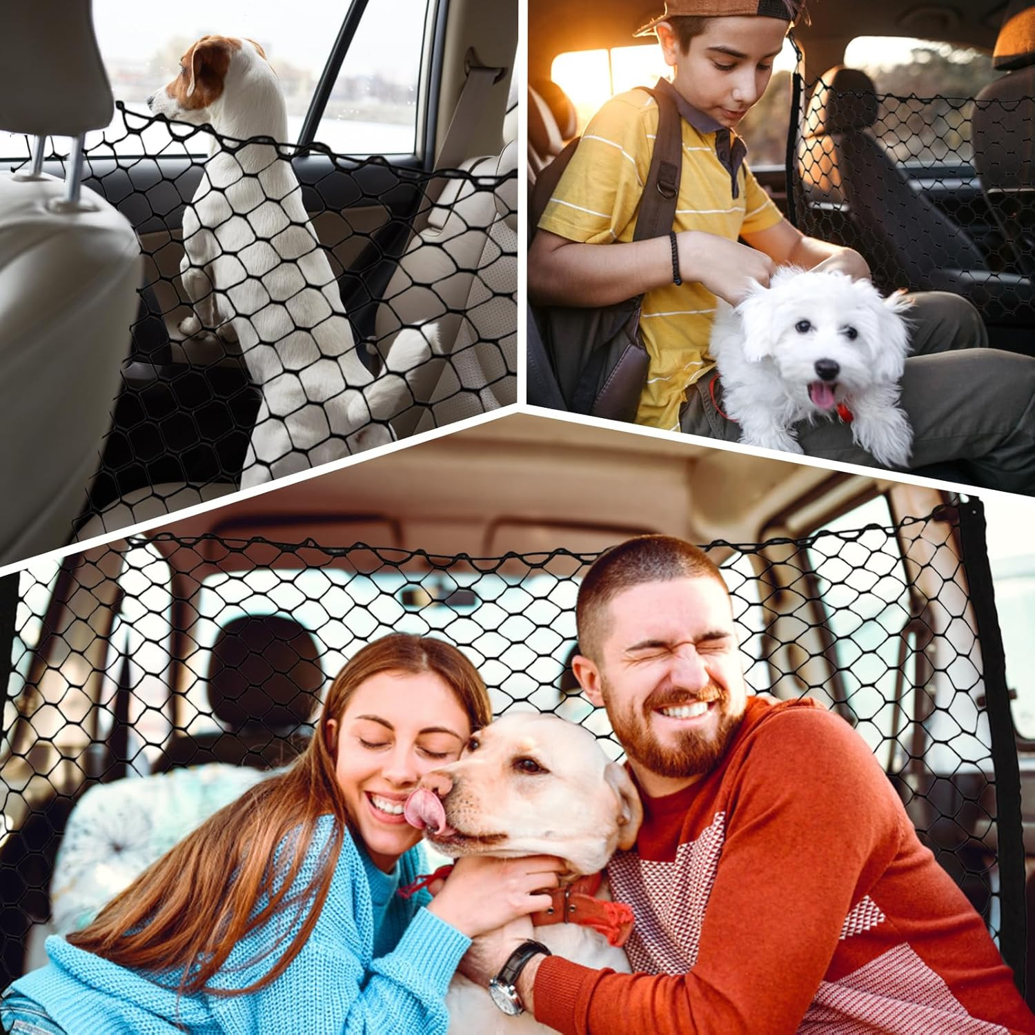 Dog Car Net Barrier for SUV - Pet Car Divider Back Seat Barrier Net, Easy to Ins