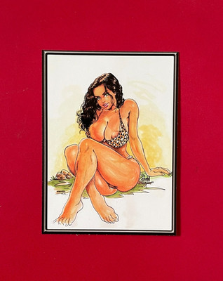 CAVEWOMAN TRADING CARD BUDD ROOT  (NM) 2.5x3.5'' RARE! Prehistoric Pinup Pose