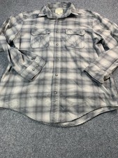 Cabela's Shirt Mens Large Gray Plaid Long Sleeve Button Up Outdoor Camping