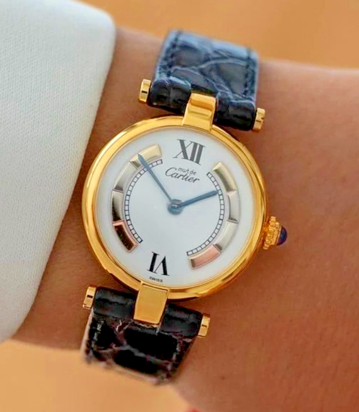 Cartier 30mm 590003 Must Ronde Vendome Trinity 925 Silver Yellow