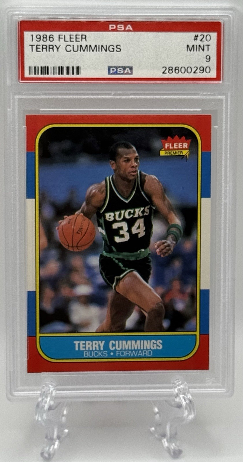Terry Cummings 1986-87 Fleer #20 PSA Mint 9! Milwaukee Bucks