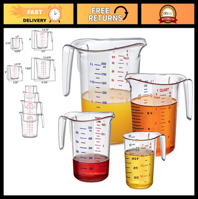 4-Piece Plastic Measuring Cups Set - Food-Grade, Unbreakable, Stackable, Dishwas