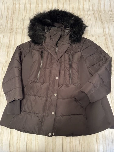 Michael Kors cappotto nero pelliccia puffer MK giacca di design taglie forti 2X