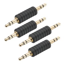 3.5mm Male to Male Audio Connector 4Pcs Gold Plated Jack Adapter Black/Gold