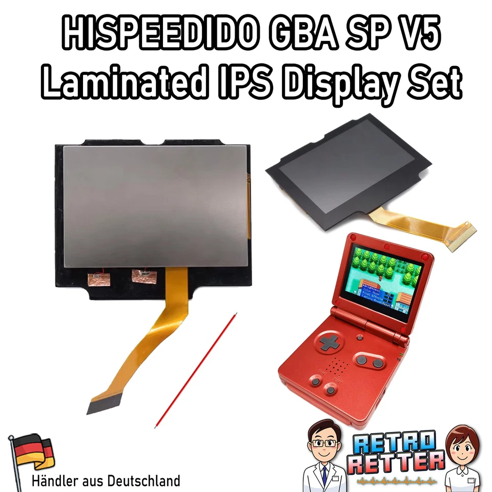 HISPEEDIDO GBA SP Laminated IPS Display Drop In Set V5 OSD Gameboy Advance SP