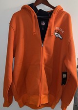 Denver Broncos NFL XXL Heavy Hoodie Orange Zip Up Men's Waffle Knit/Fleece Lined