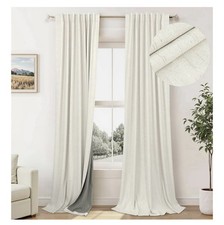 100 Blackout Curtains 84 Inch Length 2 Panels Set Neutral Boho Linen New