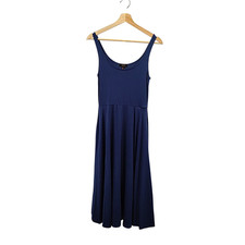 Quince Tencel Jersey Fit & Flare Dress Navy Basic Sleeved S