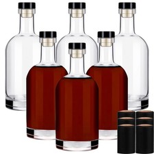 Liengoron 6PCS 500ML 16oz Clear Glass Wine Liquor Bottles with Corks Caps