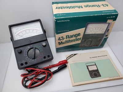VINT. MICRONTA Multimeter Tester 22-214 OHMS/VOLT  TESTED/WORKS + Box and Manual