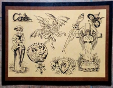 antique joseph hartley demon mother bristol uk england tattoo flash 11x14 print