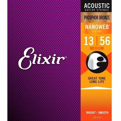 Elixir 16102 NanoWeb Phosphor Bronze Acoustic Medium 13-56