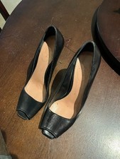 EUC AUTHENTIC VINTAGE PRADA PEEP TOE BLACK PUMPS EU 38 