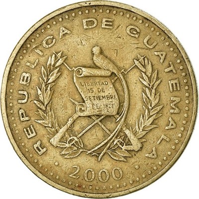 Guatemala | 1 Quetzal Coin | Stylized peace dove | Km:284 | 1999