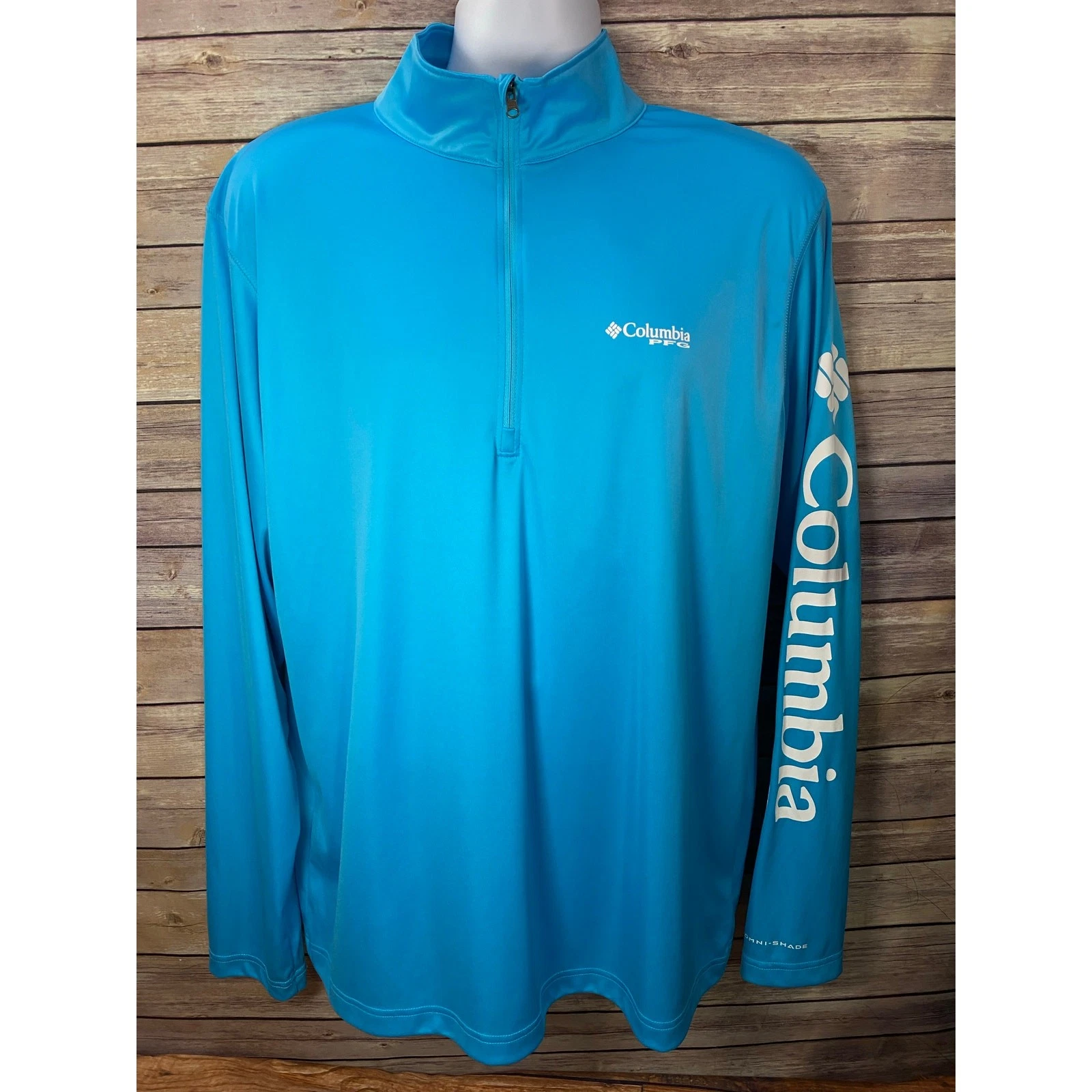 Columbia Long Sleeve Mens Large Blue PFG Fishing Performance Lightweight
