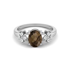 8X6 MM Oval Shape Smoky Quartz 925 Sterling Silver Solitaire Celtic Women Ring