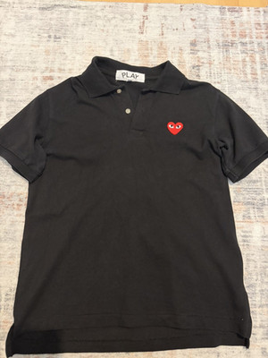 Comme des Garçons PLAY Herren Polo Kurzarm Schwarz Herz-Logo Gr. L