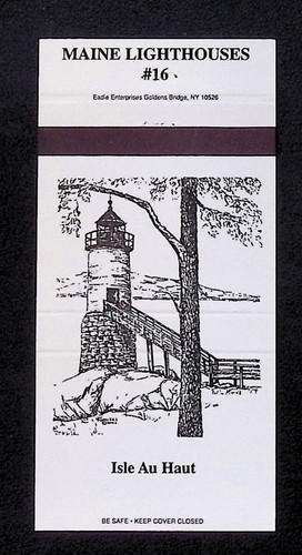 Vintage Maine Lighthouses Matchbook Cover Isle Au Haut Maine