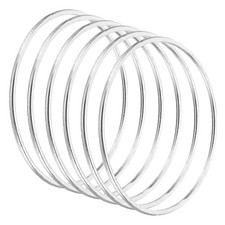 3.1 Inch Dream Catcher Rings, 6 Pcs Metal Macrame Wreath, Silver Tone