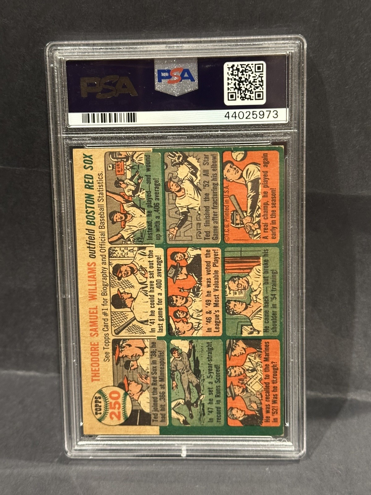 1954 Topps Baseball Ted Williams PSA 6 #250 EX - MT view 2