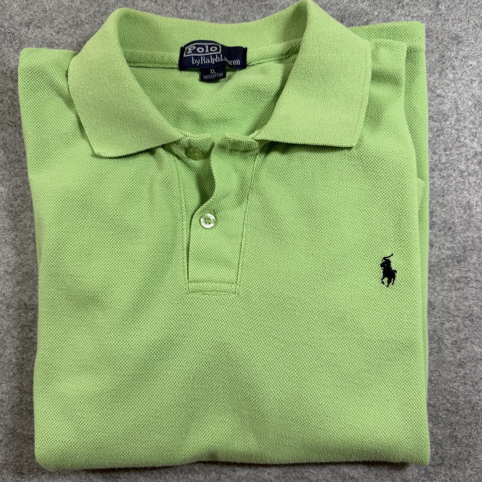 Vintage 80s Polo Ralph Lauren SS Polo Shirt Mens XL USA Made Green Navy Cotton thumbnail 12