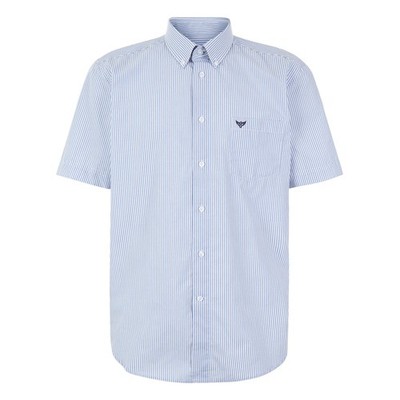 Morley Herren Polycotton Knopfleiste Kariert Gestreift Kurzarm Hemd