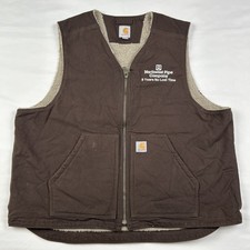 Carhartt Sherpa Lined Work Vest Men's Sz XL Brown Duck Canvas 104394 DKB Pipe Co