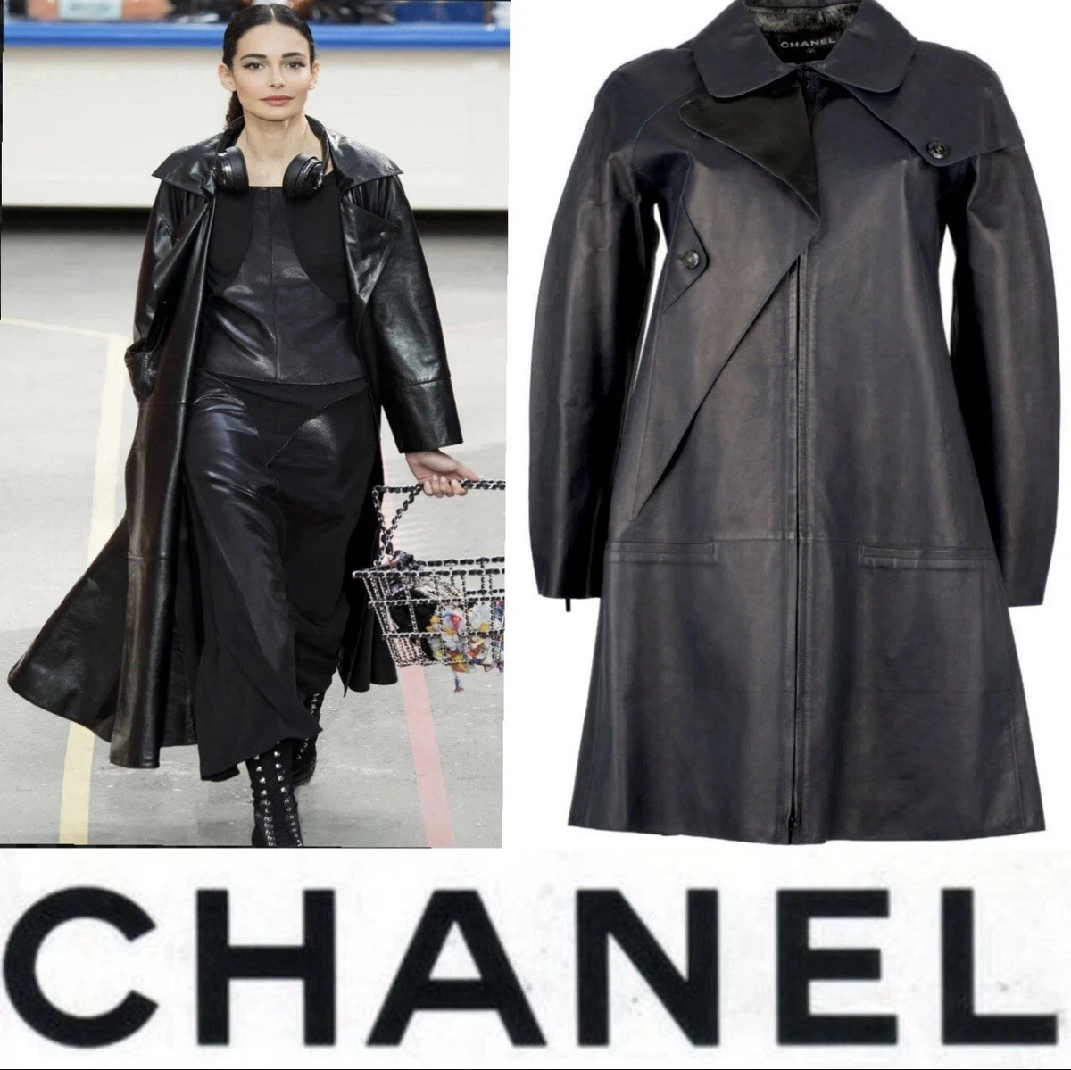 CHANEL Solid Leather Outer Shell Coats, Jackets & Vests for Women