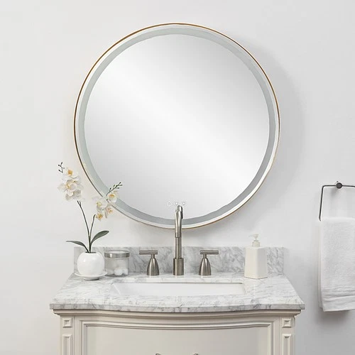Uttermost 09947 Crofton 32" Diameter Circular Flat Accent Mirror - Gold - Picture 6 of 6