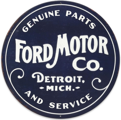 Ford Motor Co. round Embossed Metal Sign - Classic Ford Wall Art for Garage, Man