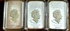 Lot of 3 .9999 Ag, 1 oz Perth Dragon coins. Dated 2019, 2020, 2021. In capsules.