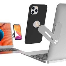 Laptop Monitor Side Mount Phone Holder Foldable Smartphone Stand Silver