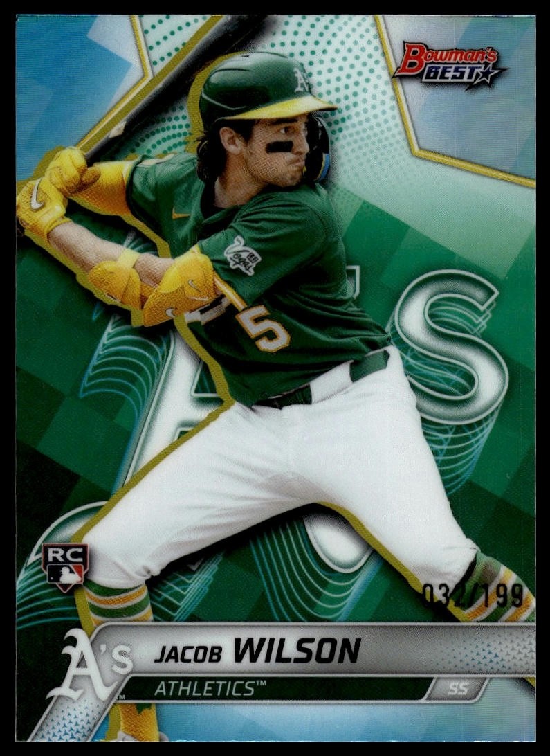 Jacob Wilson Aqua Lava Refractor /199 Rookie RC 2025 Bowman's Best #31 Athletics